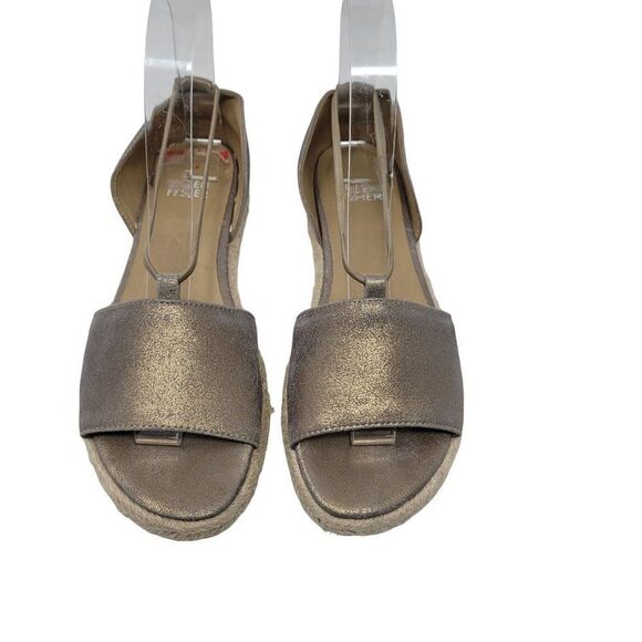 Eileen Fisher Shoes Mews Leather Slip-On Espadrilles Peep Toe Metallic Gold 6.5 - Picture 2 of 10